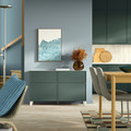 BESTÅ Storage combination w doors/drawers, Krukmakare dark grey-green/Stubbarp white, 120x42x74 cm