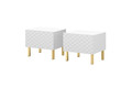 Set of 2 Nightstands Bedside Tables Scalia II 50, matt white, gold legs