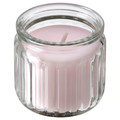 HÖKGÖK Scented candle in glass, Pink flowers pale pink, 12 hr