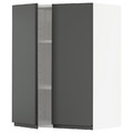 METOD Wall cabinet with shelves/2 doors, white/Voxtorp dark grey, 60x80 cm