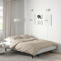 NYHAMN 3-seater sofa bed with polyurethane foam mattress/Knisa grey/beige