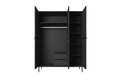 Wardrobe Nicole with Drawer Unit 150 cm, matt black, black handles and legs