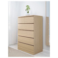 MALM Chest of 6 drawers, white stained oak veneer, 80x123 cm