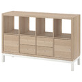 KALLAX Shelving unit with underframe, with 2 doors/4 drawers/white stained oak effect, 147x94 cm