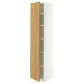 METOD High cabinet with shelves, white/Sinarp oak veneer, 40x60x200 cm