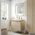 HAVBÄCK / ORRSJÖN Wash-stnd w drawers/wash-basin/tap, beige/bamboo, 82x49x71 cm