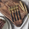 Set of 4 Dessert Forks, gold/black