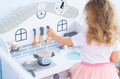 Wooden Kitchen Playset with Light & Accessories House, grey 3+