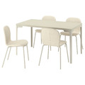 SKÅLSTA Table and 4 chairs, light grey-beige straight light grey-beige/Knäbäck beige tubular metal/light grey-beige, 140x80 cm