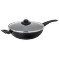 HEMLAGAD Wok with lid, non-stick coating black, 28 cm