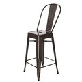 Bar Stool with Backrest Paris 66cm, metallic