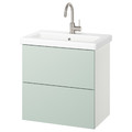 ENHET / TVÄLLEN Wash-stnd w drawers/wash-basin/tap, white/pale grey-green, 64x43x65 cm