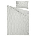 SOLFIBBLA Duvet cover and pillowcase, grey white/stripe, 150x200/50x60 cm