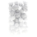 Decorative Pompoms 50pcs, white/glitter