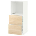 METOD / MAXIMERA High cabinet w 2 drawers for oven, white, Askersund light ash effect, 60x60x140 cm