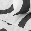 KLIPPBRÄCKA Duvet cover and 2 pillowcases, white/black, 200x200/50x60 cm