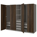 PAX / STORKLINTA Wardrobe combination, dark grey/dark brown stained oak effect, 250x58x201 cm