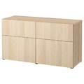 BESTÅ Storage combination w doors/drawers, white stained oak effect/Lappviken white stained oak effect, 120x42x65 cm