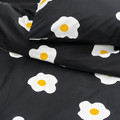 ÖGONLOCKSMAL Duvet cover and 2 pillowcases, black/white/yellow, 200x200/50x60 cm