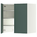METOD Wall cb f extr hood w shlf/door, white/Aspudden dark grey-green, 60x60 cm