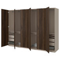 PAX / STORKLINTA Wardrobe combination, grey-beige/dark brown stained oak effect, 300x60x201 cm