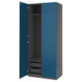 PAX / FYRUDDEN Wardrobe combination, dark grey/blue, 100x60x236 cm