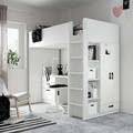 SMÅSTAD Loft bed, white with frame/with desk with 4 drawers, 90x200 cm