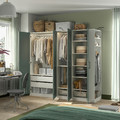 PAX / GRIMO Wardrobe combination, white grey-green/white, 220x60x201 cm