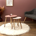 Set of 2 Side Tables Trundle, natual