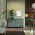 BESTÅ Storage combination w doors/drawers, black-brown/Krukmakare dark grey-green, 120x42x74 cm