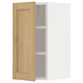 METOD Wall cabinet with shelves, white/Forsbacka oak, 30x60 cm