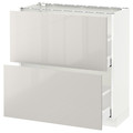 METOD / MAXIMERA Base cabinet with 2 drawers, white, Ringhult light grey, 80x37 cm