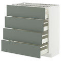 METOD / MAXIMERA Base cab 4 frnts/4 drawers, white/Nickebo matt grey-green, 80x37 cm