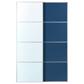 AULI / MEHAMN Pair of sliding doors, aluminium mirror glass/double sided blue, 150x236 cm