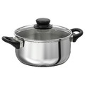 ANNONS Pot with lid, glass, stainless steel, 2.8 l