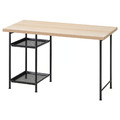 LAGKAPTEN/SPÄND Desk, white stained oak effect/black, 120x60 cm
