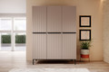 Wardrobe Nicole with Drawer Unit 150 cm, antique pink, black handles and legs