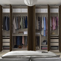 PAX / STORKLINTA Wardrobe combination, grey-beige/dark brown stained oak effect, 300x60x236 cm