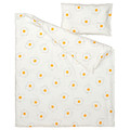 ÖGONLOCKSMAL 3-piece bedlinen set for cot, flower white/yellow, 60x120 cm