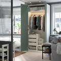 PAX / GRIMO Wardrobe combination, white/grey-green, 100x60x236 cm