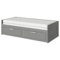 BRIMNES Day-bed w 2 drawers/2 mattresses, grey/Åfjäll firm, 80x200 cm