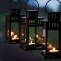 BORRBY Lantern for tealight, in/outdoor black, 20 cm