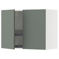 METOD Wall cabinet w dish drainer/2 doors, white/Nickebo matt grey-green, 80x60 cm