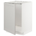 METOD Base cabinet for sink, white/Lerhyttan light grey, 60x60 cm