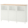 BESTÅ Storage combination with doors, white, Smeviken/Kabbarp white clear glass, 180x42x114 cm
