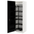 METOD High cabinet with pull-out larder, white/Lerhyttan black stained, 60x60x200 cm