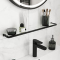 GoodHome Glass Bathroom Shelf Elland, black