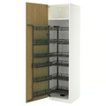 METOD High cabinet with pull-out larder, white/Sinarp oak veneer, 60x60x220 cm