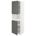 METOD High cab f micro w 2 doors/shelves, white/Voxtorp dark grey, 60x60x200 cm