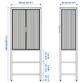 MOSSJÖN Glass-door cabinet with 2 doors, anthracite, 60x34x146 cm